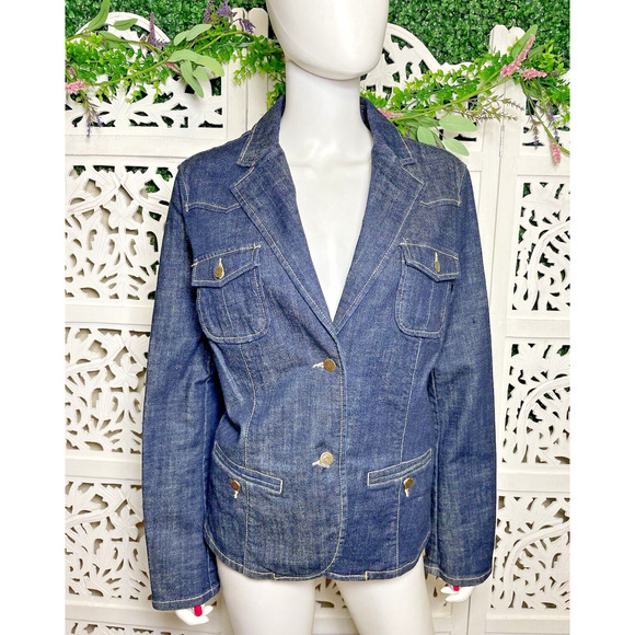 Eddie Bauer Jackets & Blazers - Eddie Bauer Women’s Blue Denim 4 Pockets Jacket Size Large EUC